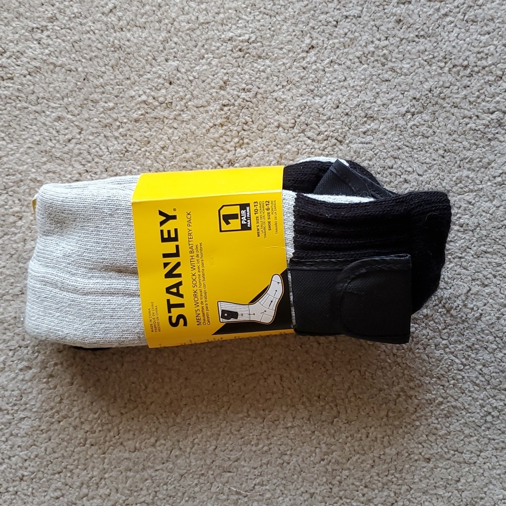 NWOT Stanley Men's Work Socks with Battery Pack - Work, Hunt, Sports